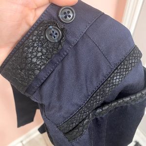 VINTAGE Versace Pleated Wide Leg HR Pants. Satin Navy and Black Snakeskin Trim